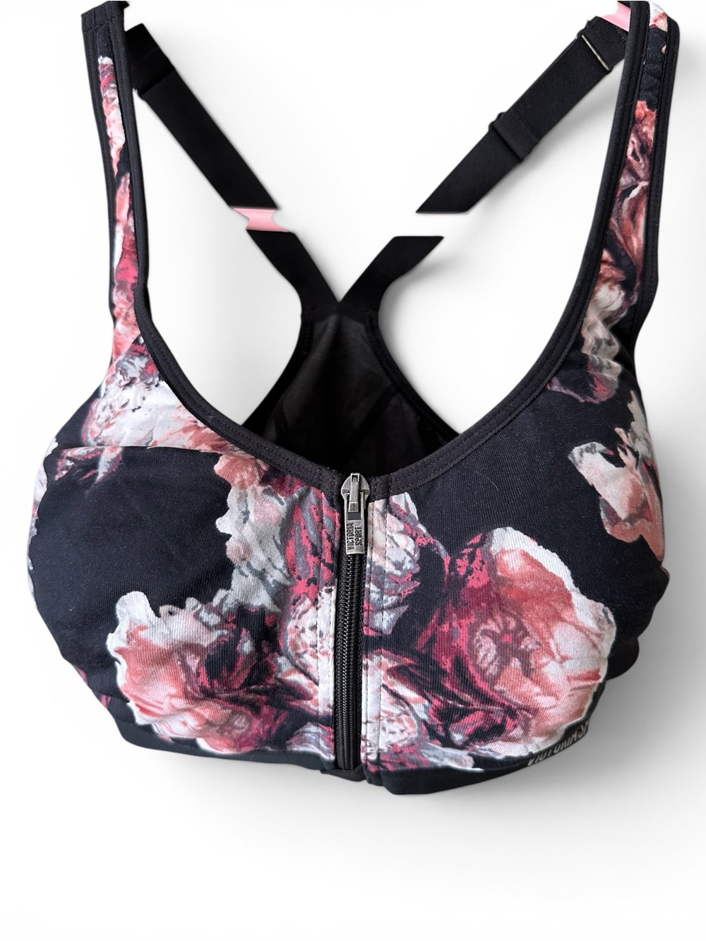 Victoria's Secret Black Sports‎ Bra with Pink Floral Print